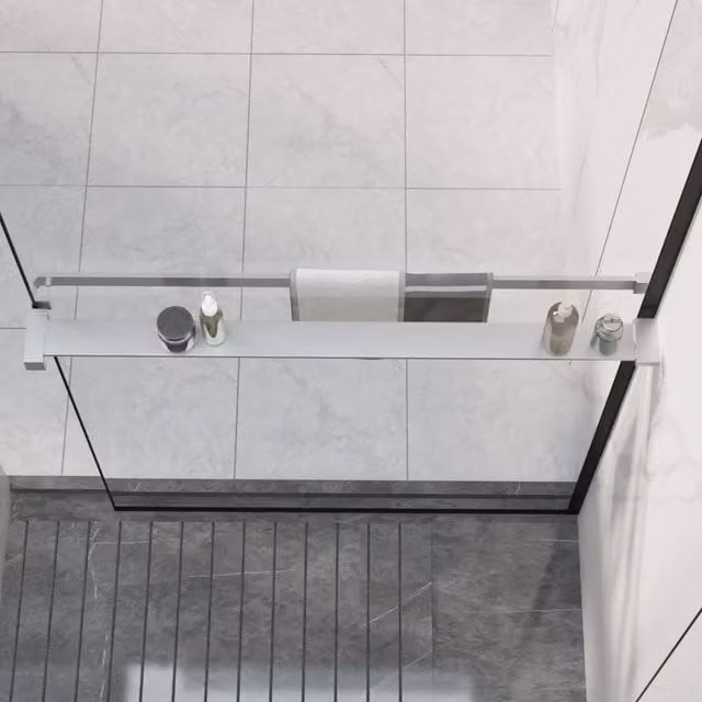 Berkfield Home Wall-Mounted Aluminium Shower Shelf in Silver, 90 cm