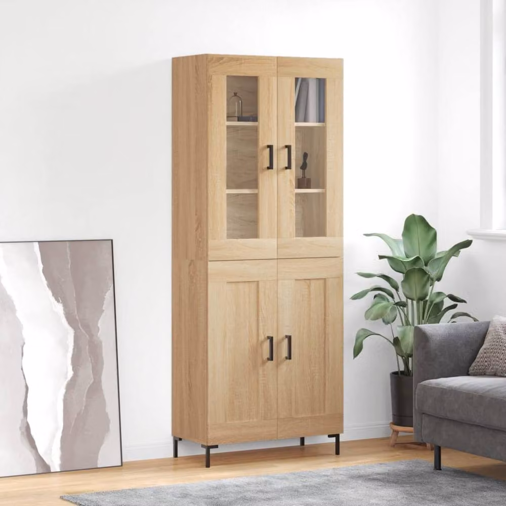 Berkfield Home Sonoma Oak Highboard in Light Tan, W/D/H: 69.5 x 34 x 180 cm – 2