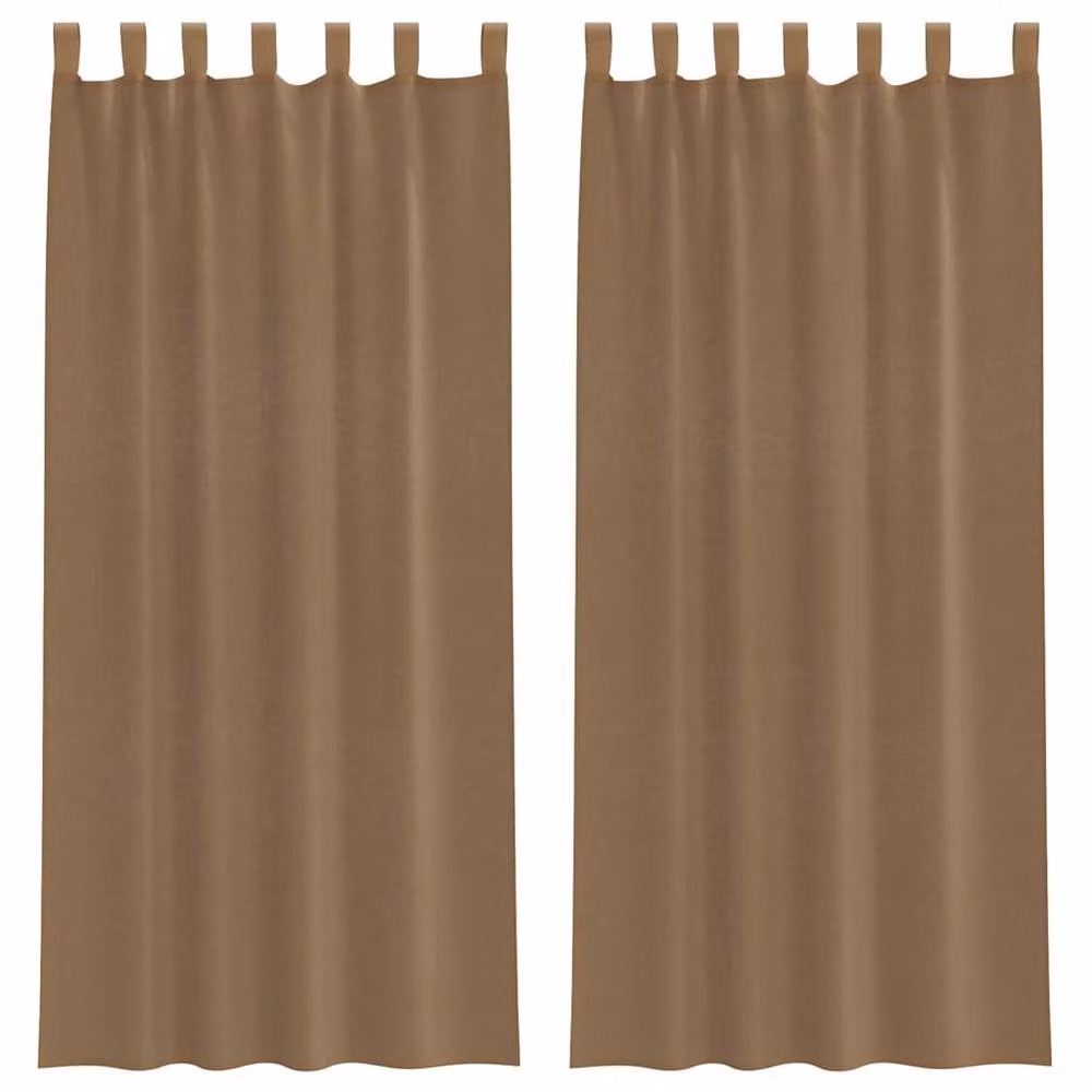 Berkfield Home Voile Fabric Panel Curtains with Tabs, 2 Pack, Brown, W: 140 cm, H: 225 cm – 2