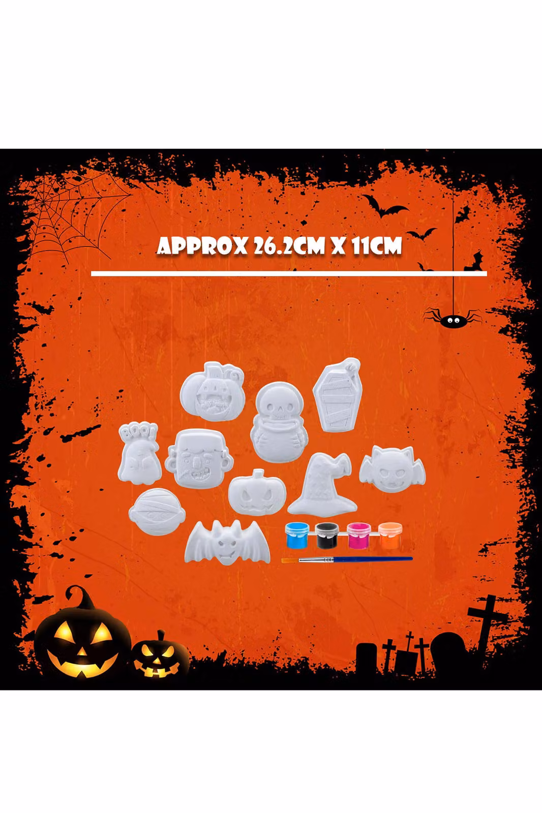 VFM e-Store Halloween Decorations Craft Kit with 10 Designs, 6 Paints and Brush in White – 2