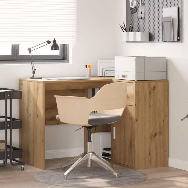 Berkfield Home Artisan Oak Corner Desk in Turquoise, W/D/H: 102 x 88 x 75 cm