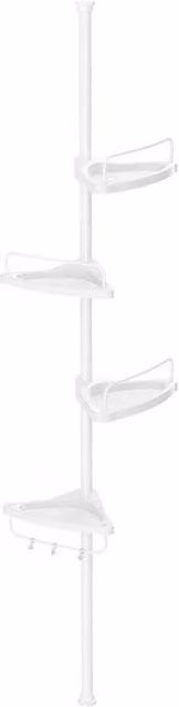 Kelvenix White Metal Corner Shower Shelf with Adjustable Shelves
