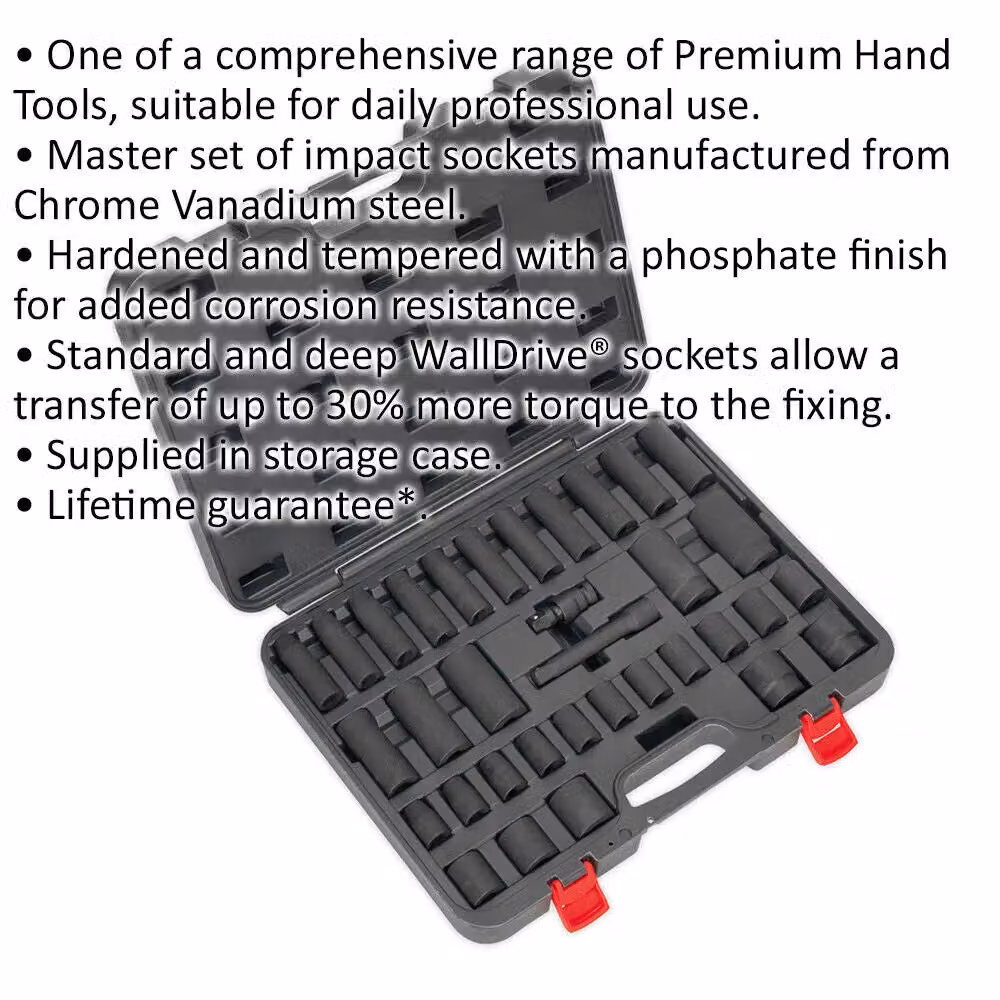 Loops 34 Piece Premium Impact Socket Set with 1/2 Inch Square Drive in Black and Multicolour Chrome Vanadium Steel – 2