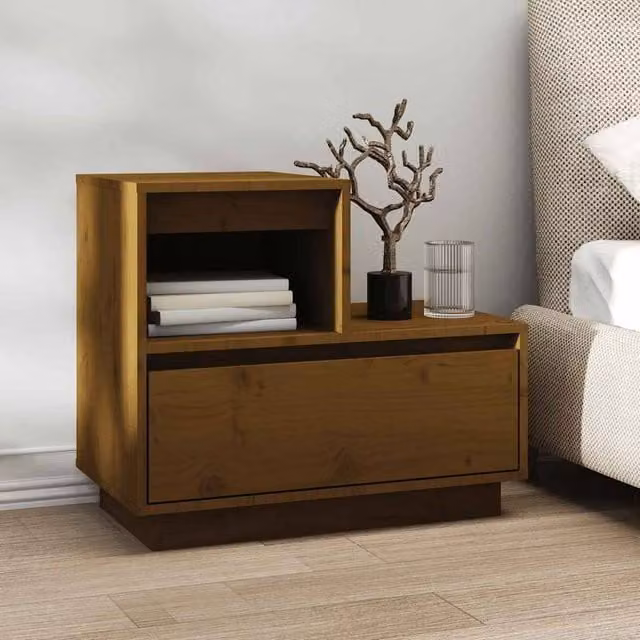 Berkfield Home Beautiful Bedside Cabinets, 2 Piece, Honey Brown, W/D/H: 60 x 34 x 51 cm – 1