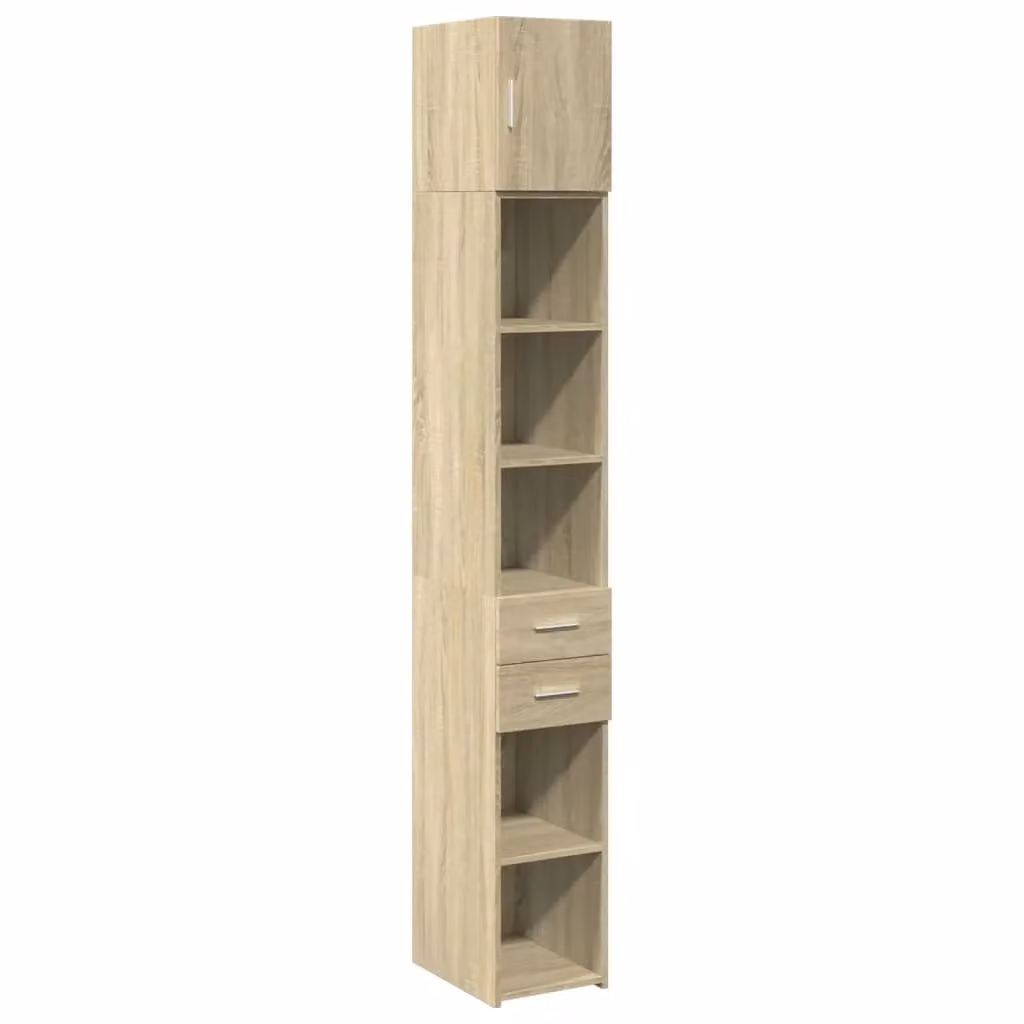 Berkfield Home Slim Freestanding Storage Cabinet in Brown Sonoma Oak, W/D/H: 30 x 22.5 x 225 cm