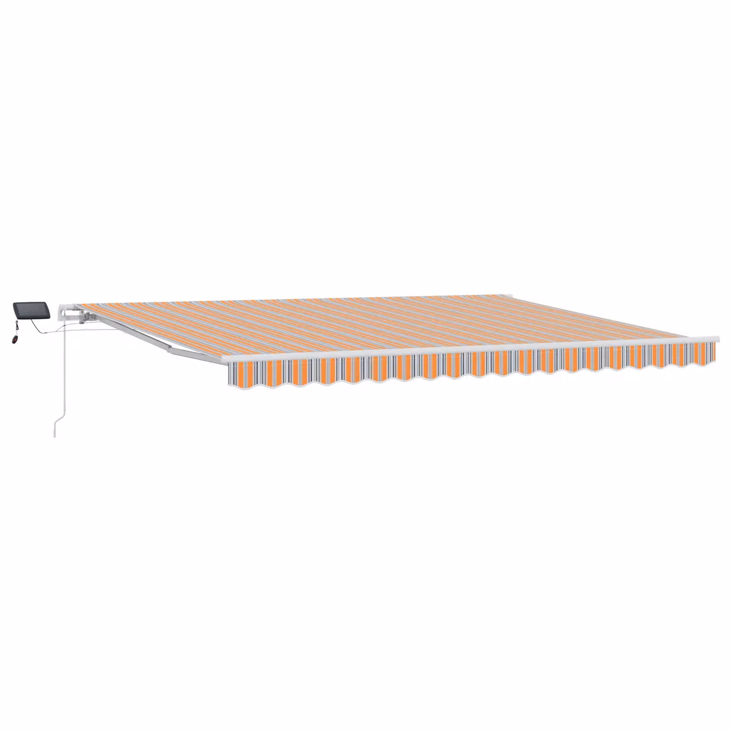 Berkfield Home Manual Retractable Wall-Mounted Awning with LED Multicolour Stripe Acrylic Fabric, W: 450 cm, D: 300 cm – 2