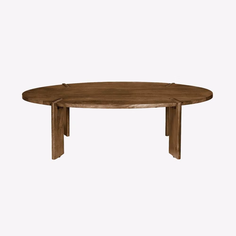 sweeek Oval Coffee Table in Solid Mango Wood, Dark Brown, W/D/H: 65 x 35 x 25 cm – 2
