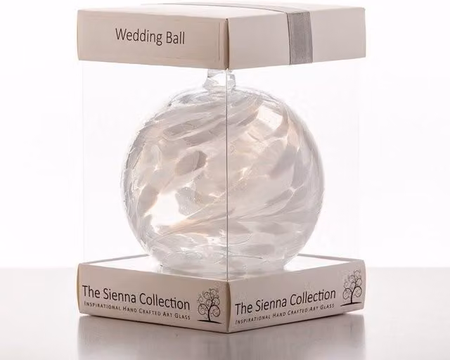 Sienna Glass White Abstract Glass Hanging Bauble Friendship Ball Wedding Gift