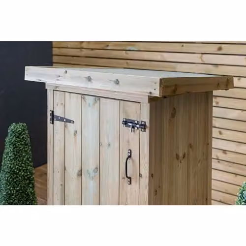 Garden Village Gisburn Rustic Wood Bin Store in Brown W/D/H: 125 x 80.4 x 74.5 cm – 3