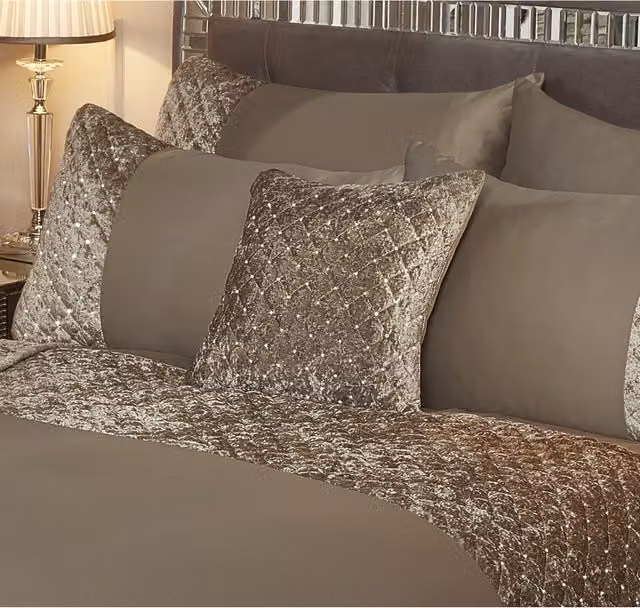 NewEdgeBlinds Glamour Square Velvet Cushion Cover in Brown and Yellow