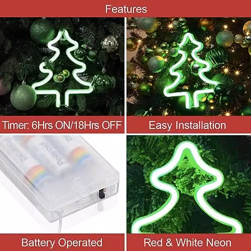The Christmas Workshop LED Neon Christmas Tree Indoor Light Up Decoration in Green – 3