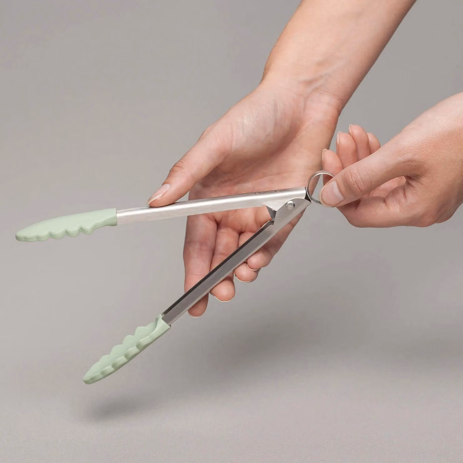 Zeal Silicone Non-Stick Mini Kitchen Tongs with Stainless Steel Handle, Sage Green, 20 cm – 3