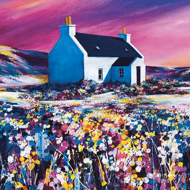 Avril Thomson Smith Sky Dance Multicolour Floral Landscape Framed Canvas Print