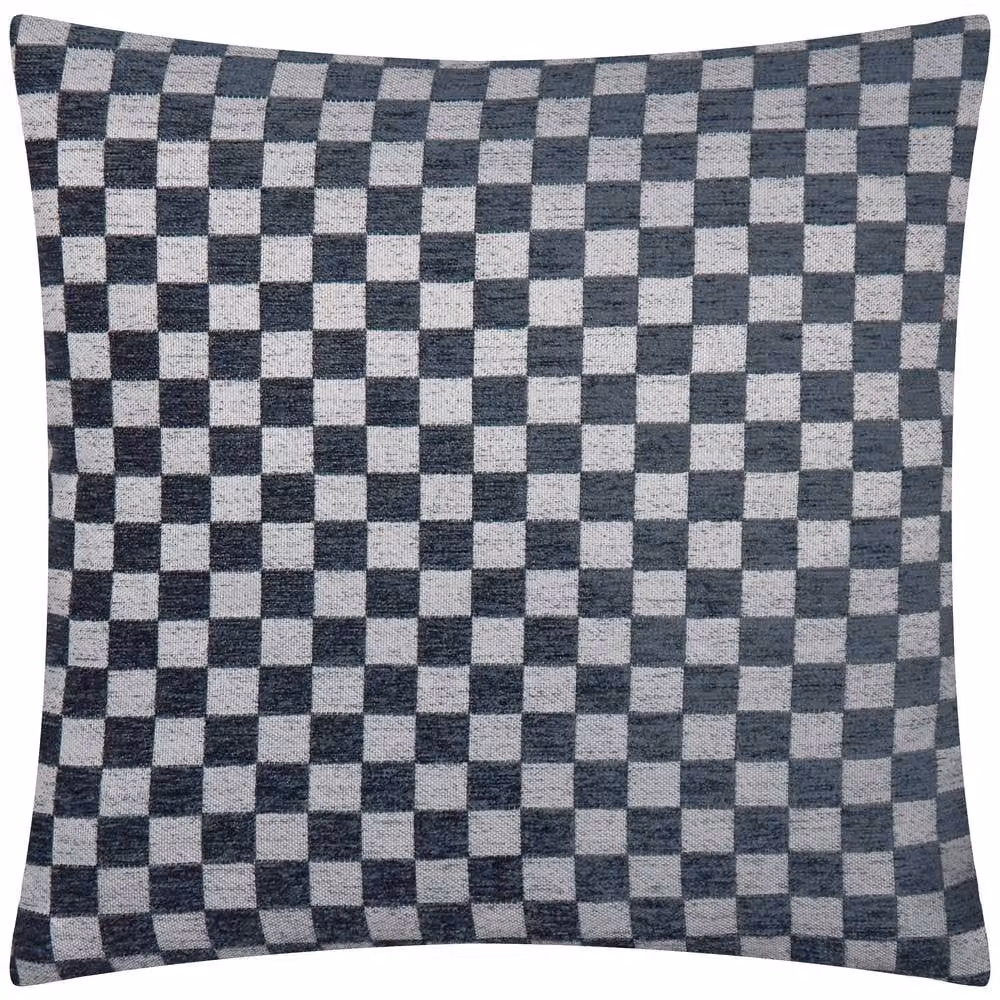 HOEM Larro Blue Chenille Checkerboard Square Cushion, W/D/H: 45 x 45 x 45 cm – 2