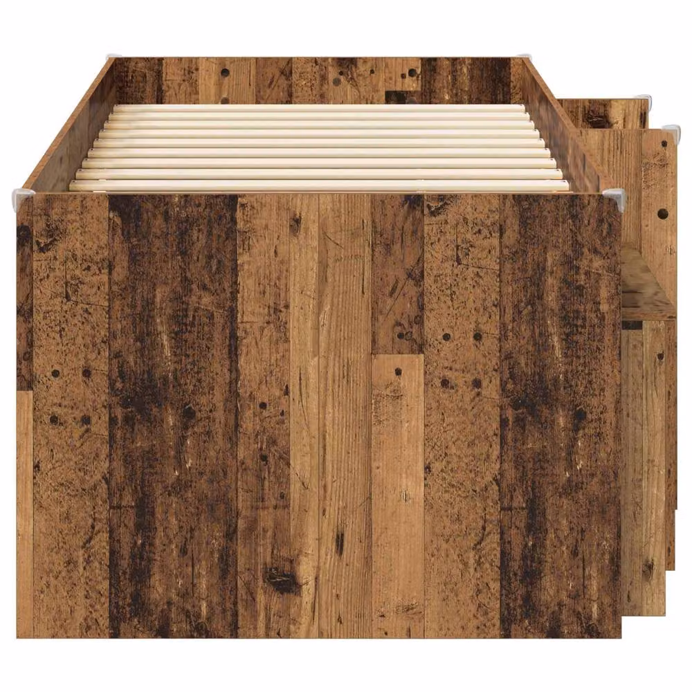 Berkfield Home Loft Bed Frame with Cabinet in Old Wood Brown, 3-Piece Engineered Wood Set – 3