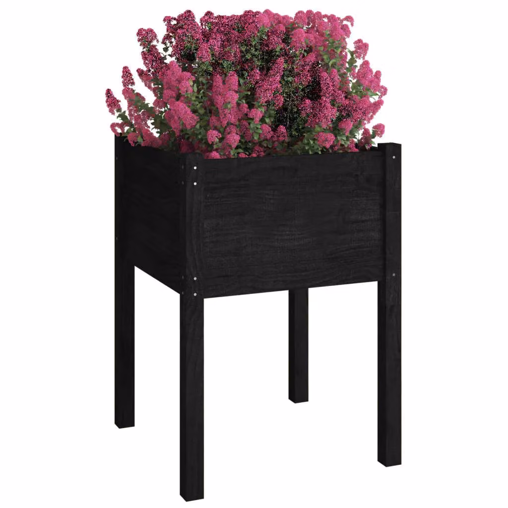Berkfield Black Wooden Raised Garden Planter, W/D/H: 50 x 50 x 70 cm – 3