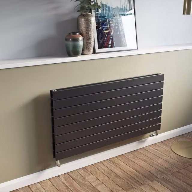 Bathroom Kingdom Mars Anthracite Single Flat Panel Horizontal Radiator, Grey, W: 120 cm, H: 59.5 cm – 1