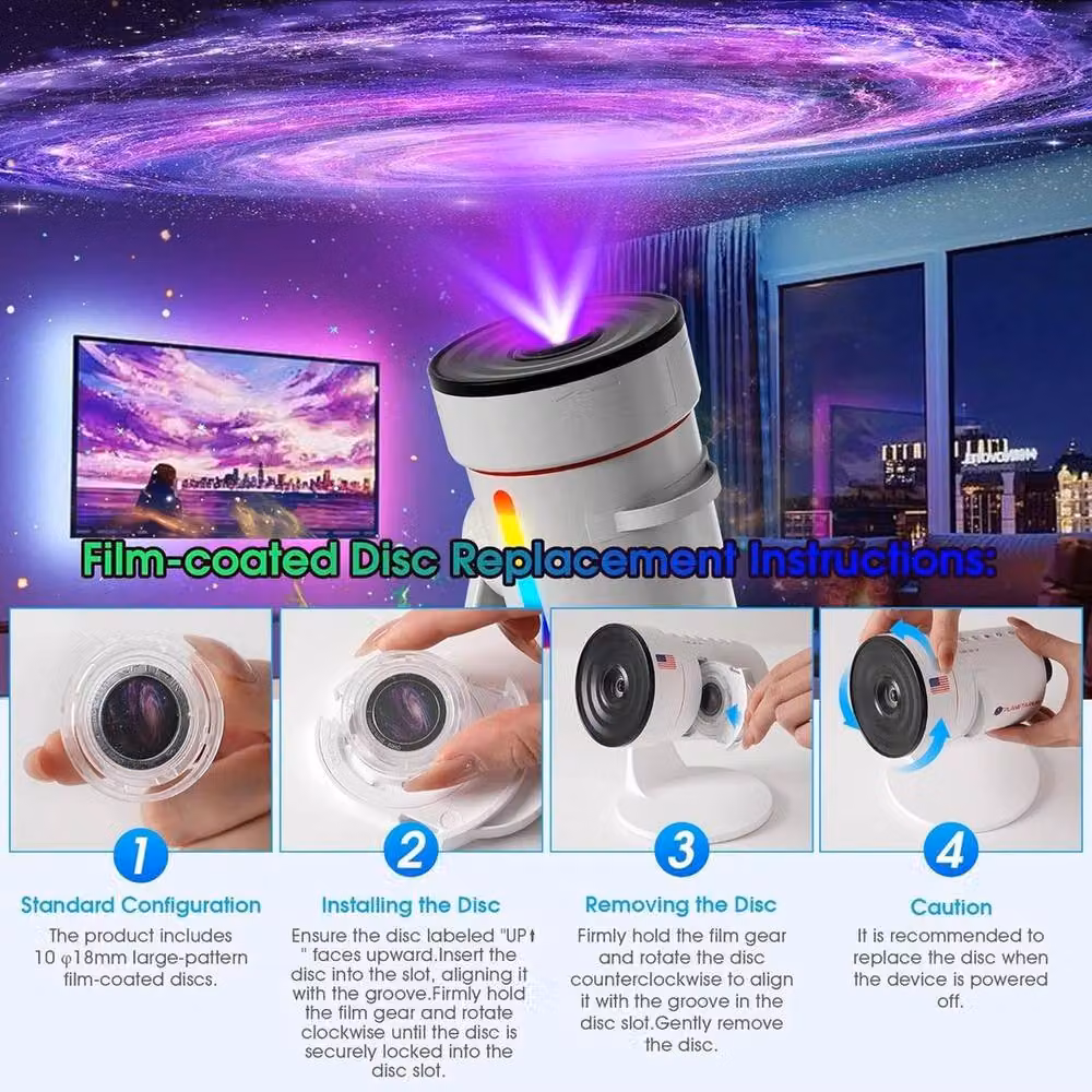 FLAVORA White 4K HD Realistic Star Planetarium USB Night Light – 5