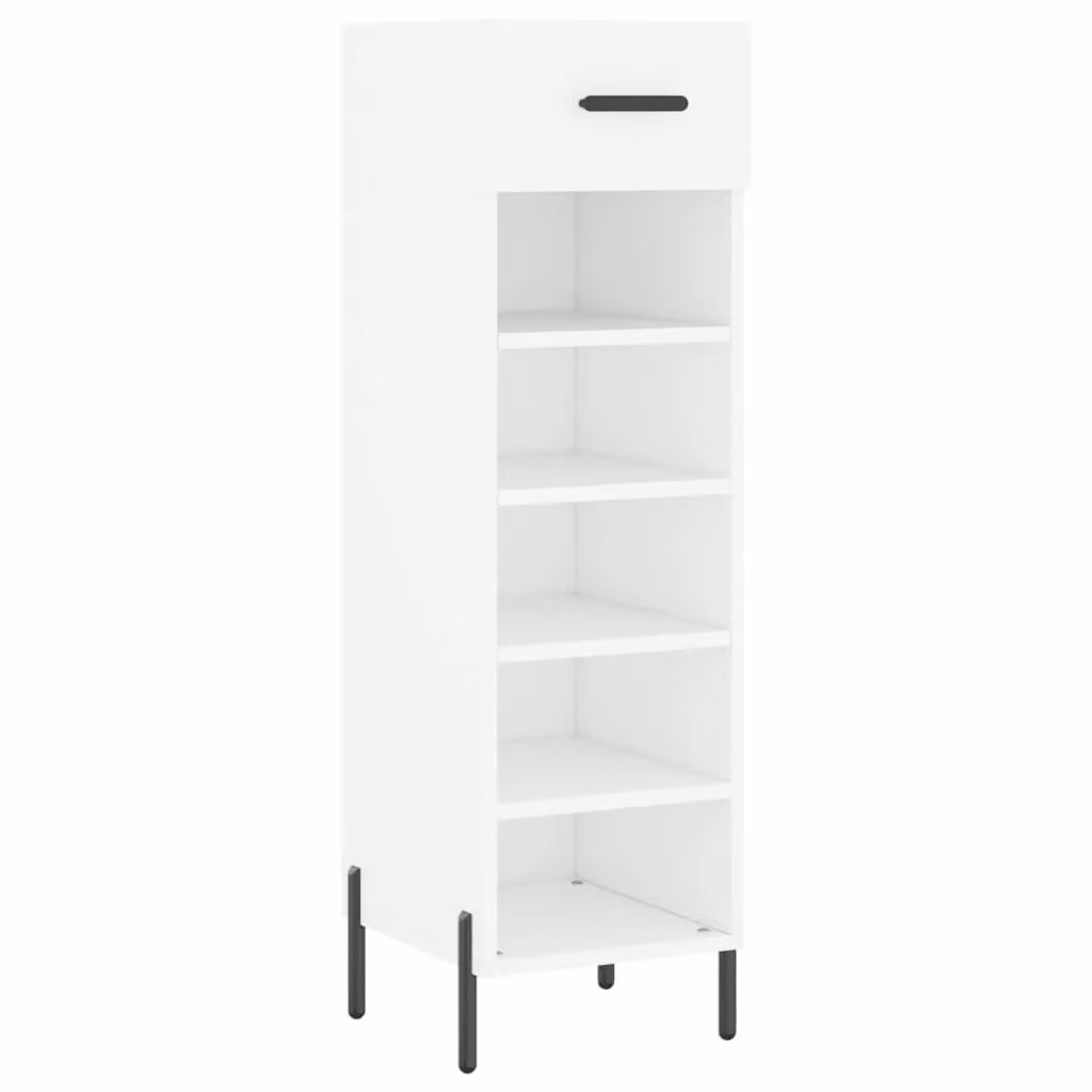 Berkfield Home White Shoe Cabinet with Hinged Doors and Open Shelf, W/D/H: 30 x 35 x 105 cm – 2
