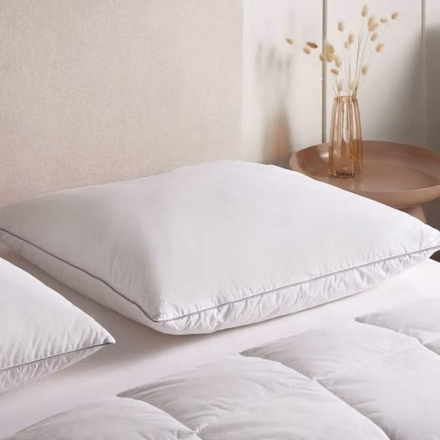 Wyld Haus White Low Profile Baby Duck Feather and Down Pillow, 80 x 80 cm