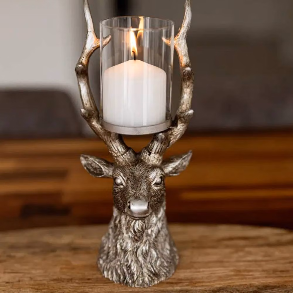 Marco Paul Large Christmas Stag Pillar Candle Holder in Silver – 4