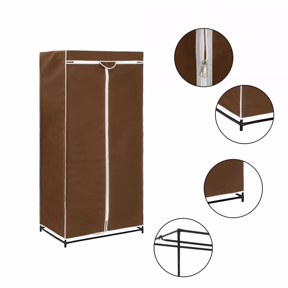 Berkfield Home Set of 2 Brown Metal Freestanding Wardrobes, W/D/H: 75 x 50 x 160 cm – 2