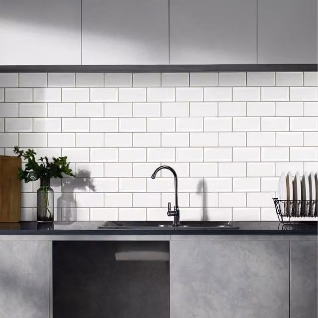 Lifeideas 10 Piece Self Adhesive Tile Look Backsplash Wall Stickers in White, 26.92 cm