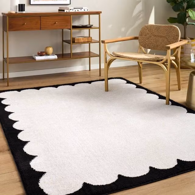 Livabliss Fossay Shag Washable Modern High Pile Living Room Rug in Black and Pink, W: 160 cm, D: 215 cm
