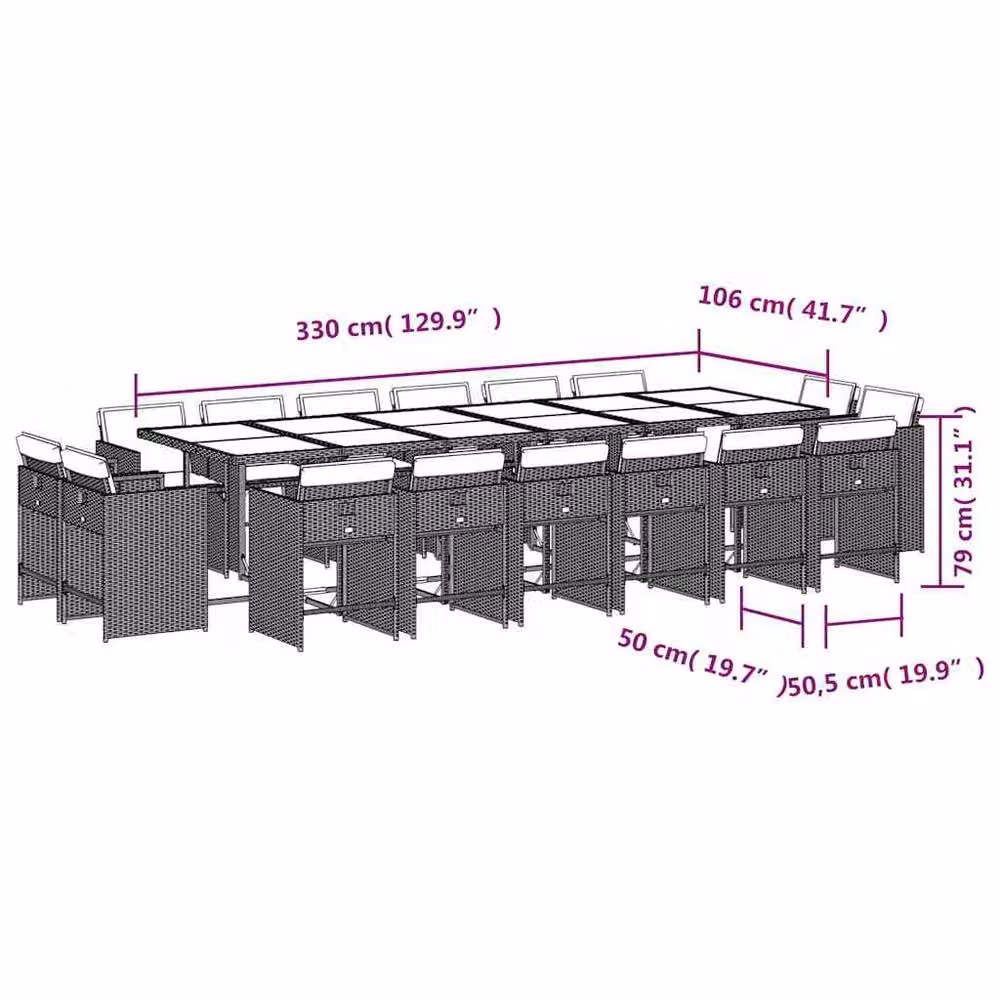 Berkfield Home Garden Rectangular Dining Set in Black Polyrattan with Glass Top – 3