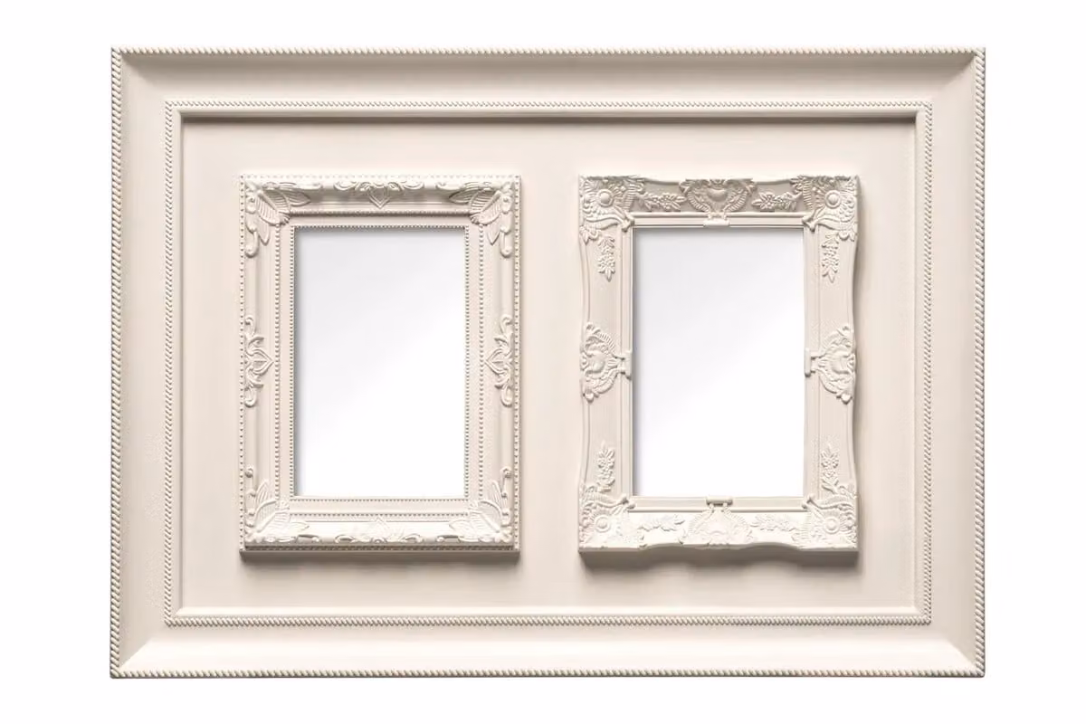 Orsina Black Meta Dual Photo Frame with Embossed Decorative Border and Glass Panes in Cream and Beige – 2