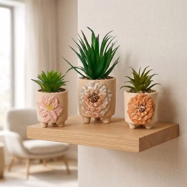 Garden Greatness Multicolour Artificial Potted Plant Decoration in a Green Ceramic Tabletop Pot