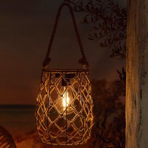 mysmartbuy Sardengna Solar Powered Natural Jute Rope Lantern, Brown LED Outdoor Garden Light, H21 x W17.5 cm – 3