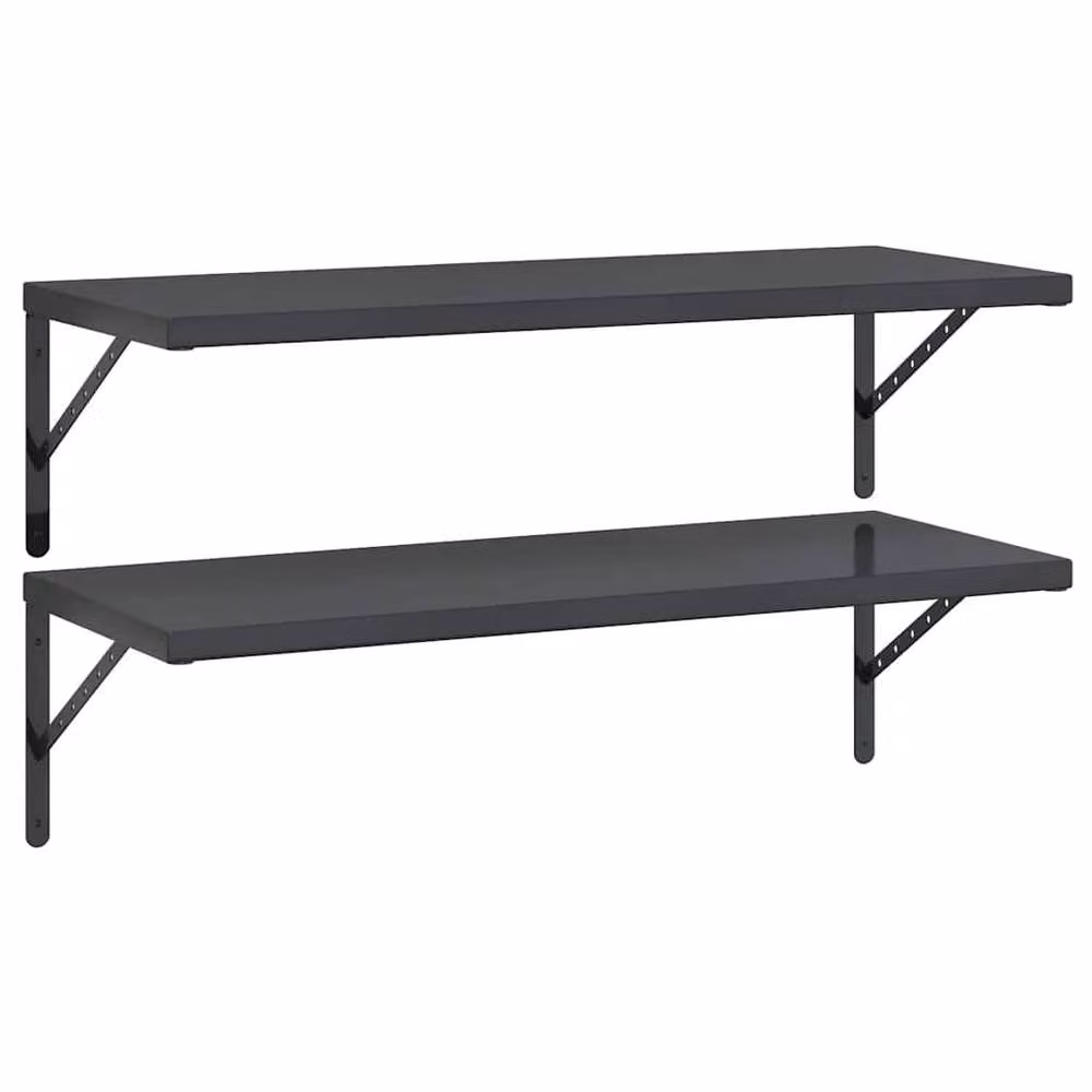 Berkfield Home Set of 2 Wall Mounted Black Matt Metal Shelves, W: 100 cm, D: 40 cm – 2