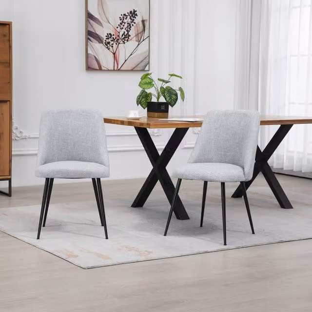 Artemis Home Set of 2 Morandi Fabric Dining Chairs in Grey