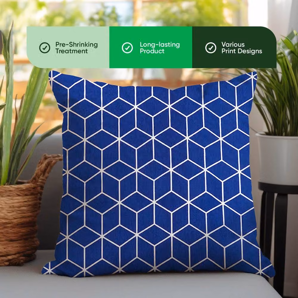 Gardenwize Pack of 2 Blue Square Outdoor Scatter Cushions with Removable Washable Covers – 4
