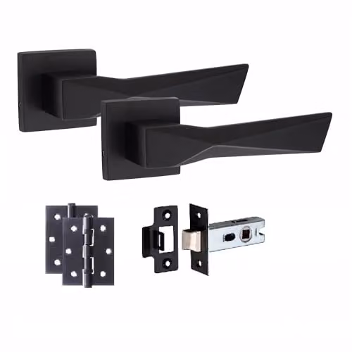 Golden Grace Aura Door Handles with Hinges and Latch in Matt Black – 2