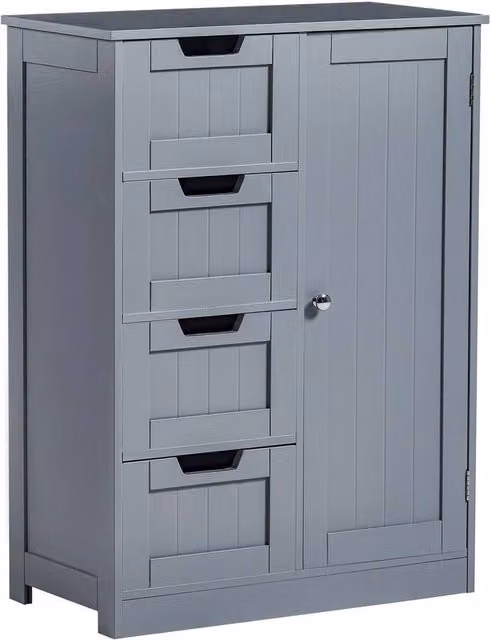 SPETLEK Modern 4 Drawer Freestanding Bathroom Storage Unit in Matt Grey – 1