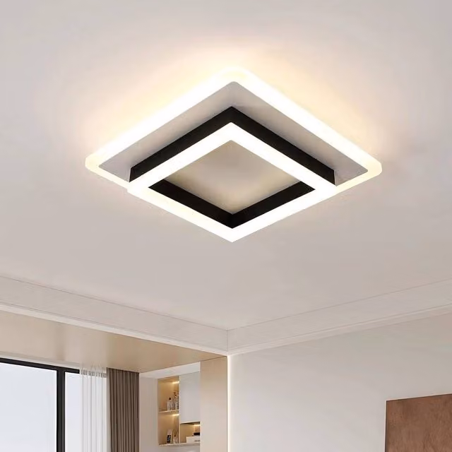 EONLION Modern Square LED Ceiling Light, 30W, 4500K, Black