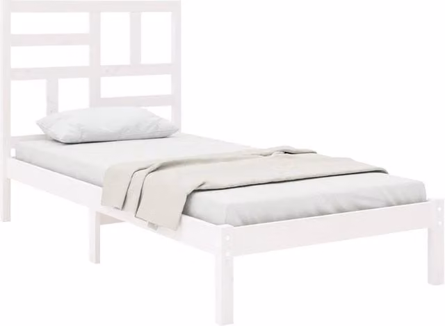 Berkfield Home Beautiful White Solid Pine Wood Bed Frame W/D/H: 104 x 100 x 106 cm – 1