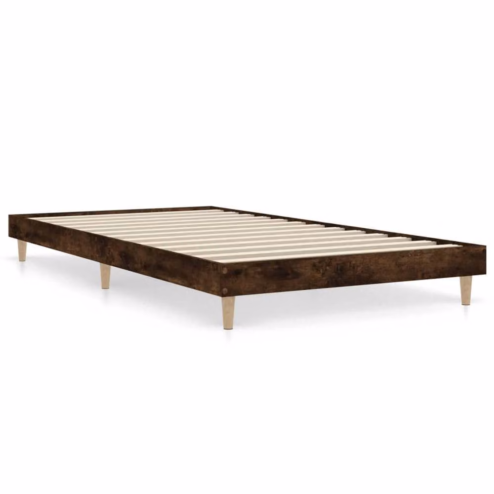 Berkfield Home Durable Bed Frame in Smoked Oak Brown, Engineered Wood, W/D/H: 90 x 200 cm – 3