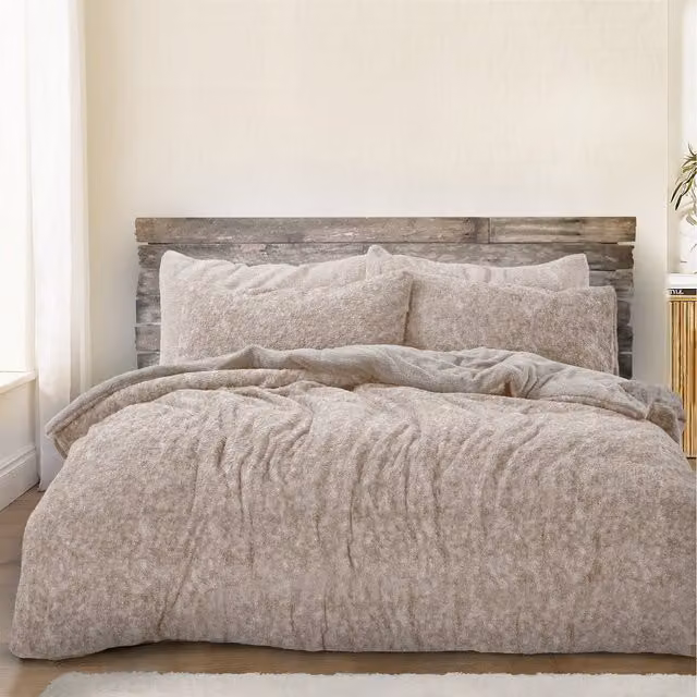 VELOSSO Winter Duvet Cover and Pillowcase Set in Beige and Orange, W: 200 cm x H: 200 cm