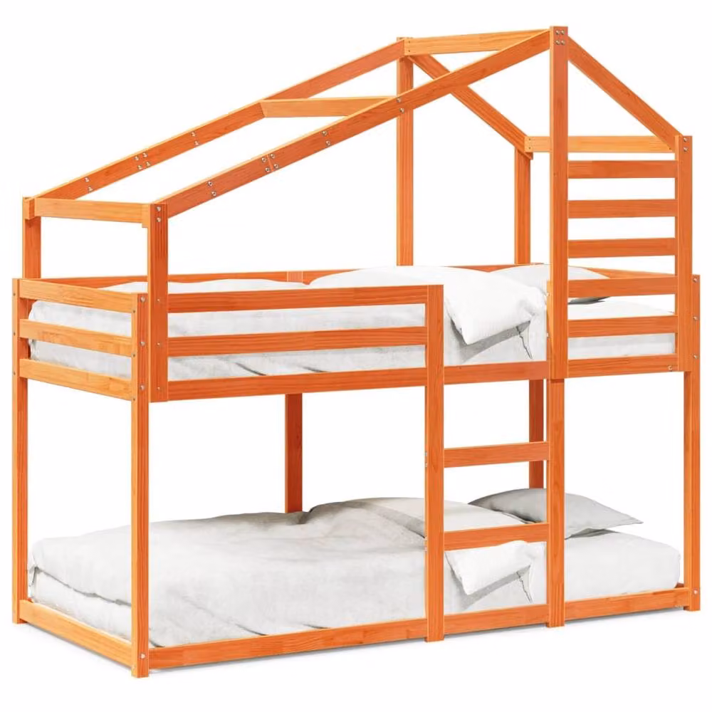 Berkfield Home Rustic Wax Brown Solid Wood Pine Bunk Bed W/D/H: 90 x 200 cm – 2