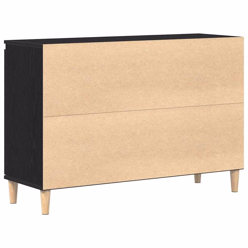 Berkfield Home Black Oak Sideboard in Black Matt Engineered Wood, W: 101 cm, D: 35 cm, H: 60 cm – 5