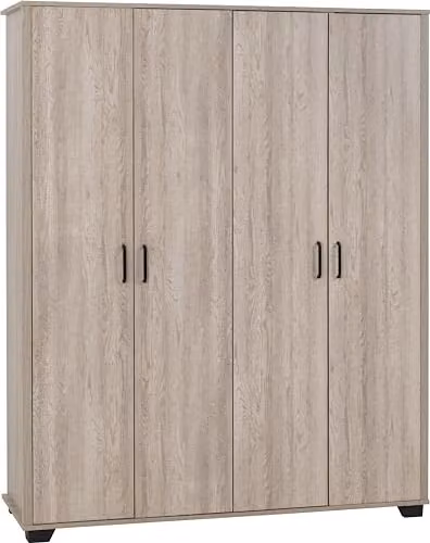 Seconique Oliver 4 Door Wardrobe in Oak, H 190 cm x W 153 cm x D 52 cm – 1