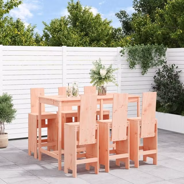 Berkfield Home 7 Piece Garden Bar Set in Brown Solid Wood