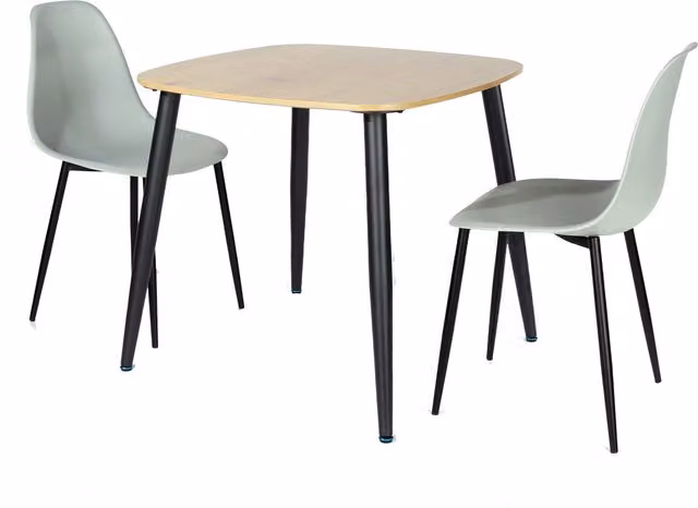 Core Products Aspen Light Oak Square Dining Set with 2 Grey Curve Chairs