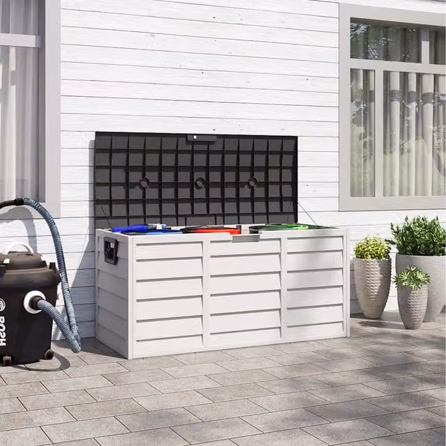 Lifeideas Lockable Outdoor Storage Box with Wheels in Grey Matt Plastic