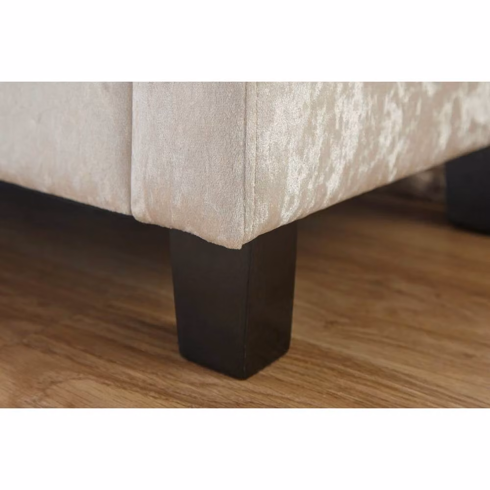 FORGEVIO Silver Crushed Velvet Ottoman Seat Bench with Storage – 3
