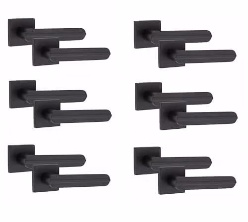 Golden Grace Modern Lima Square Rose Door Handles in Matt Black Finish – 1