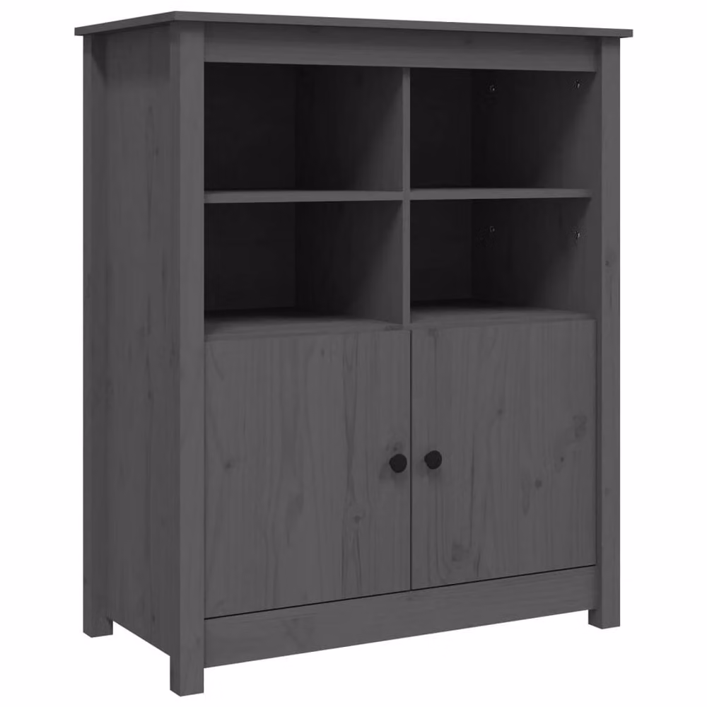 Berkfield Home Grey Solid Wood Pine Sideboard, W: 83 cm, D: 41.5 cm, H: 100 cm – 2